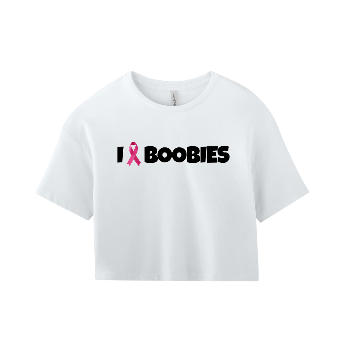 I Heart Boobies women's jersey crop tee - White