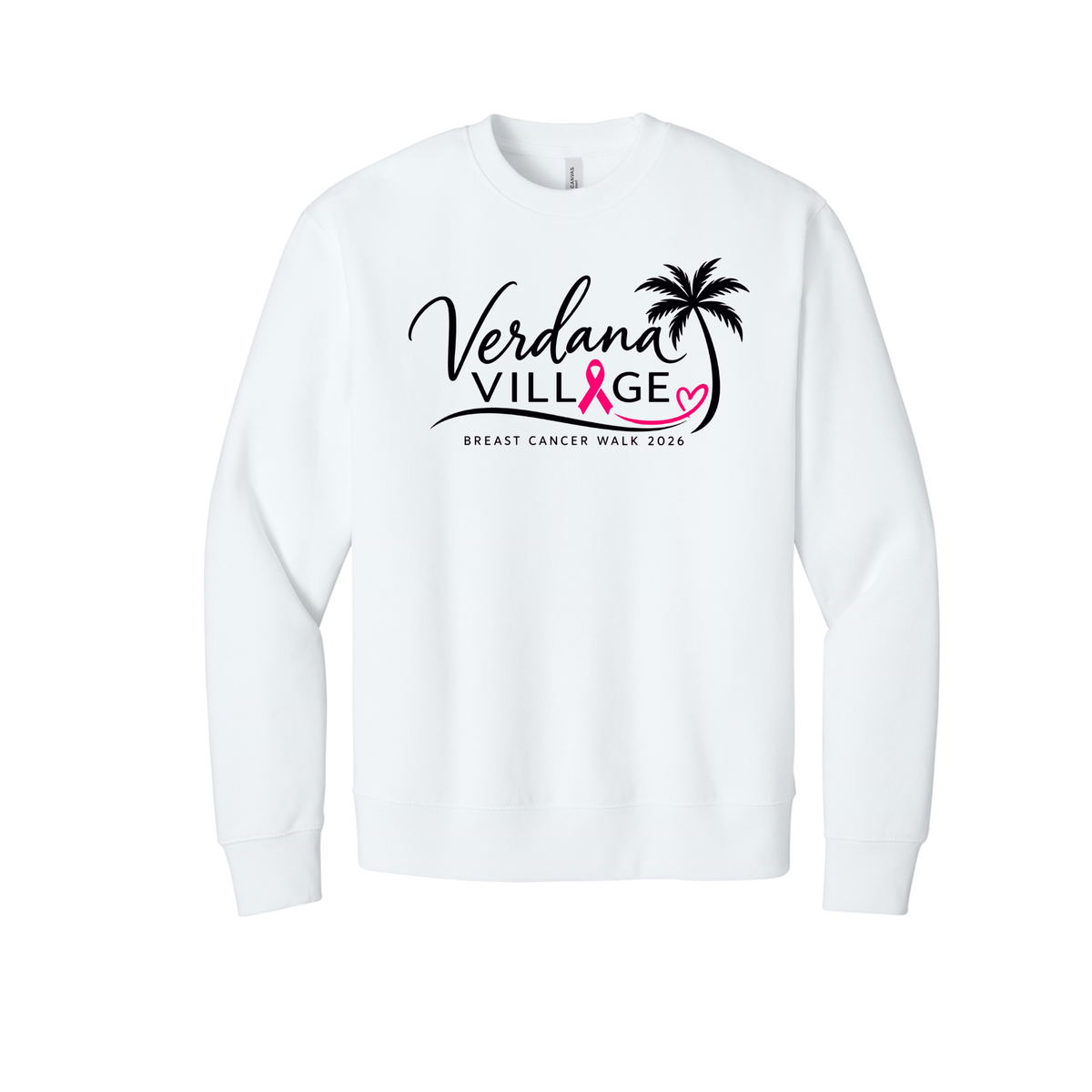 Verdana Village Breast Cancer Walk — Unisex 10-Ounce Heavyweight Crewneck Sweatshirt