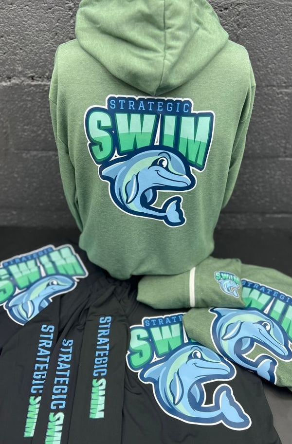 DTF printed hoodies for a swim program