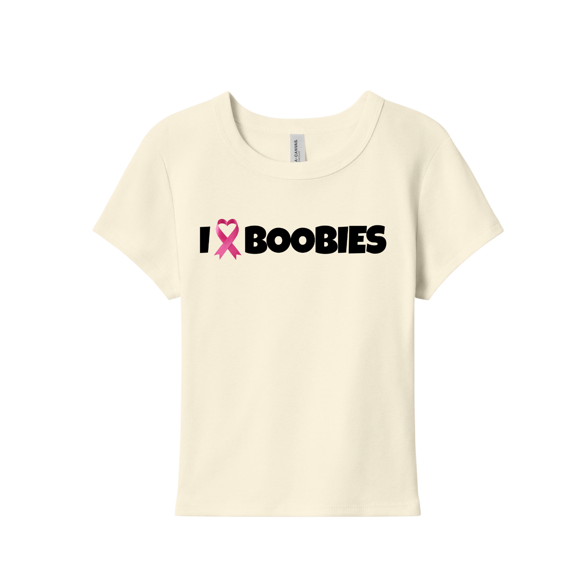 I Heart Boobies Women's Micro Rib Baby Tee - Butter
