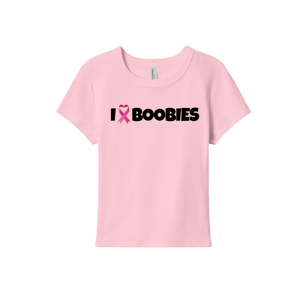 I Heart Boobies Women's Micro Rib Baby Tee - Pink