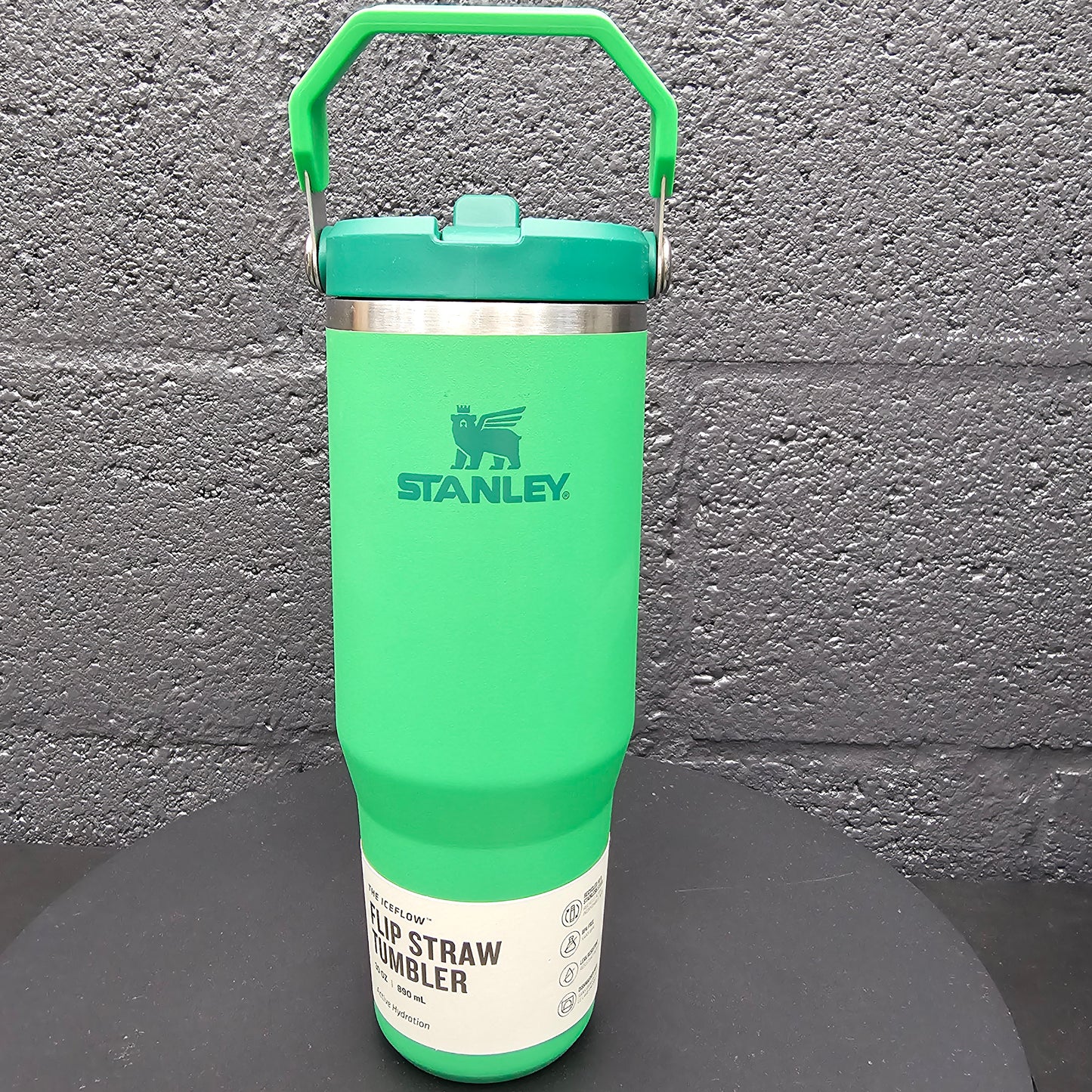 30oz Custom Engraved Stanley Green Flip Straw