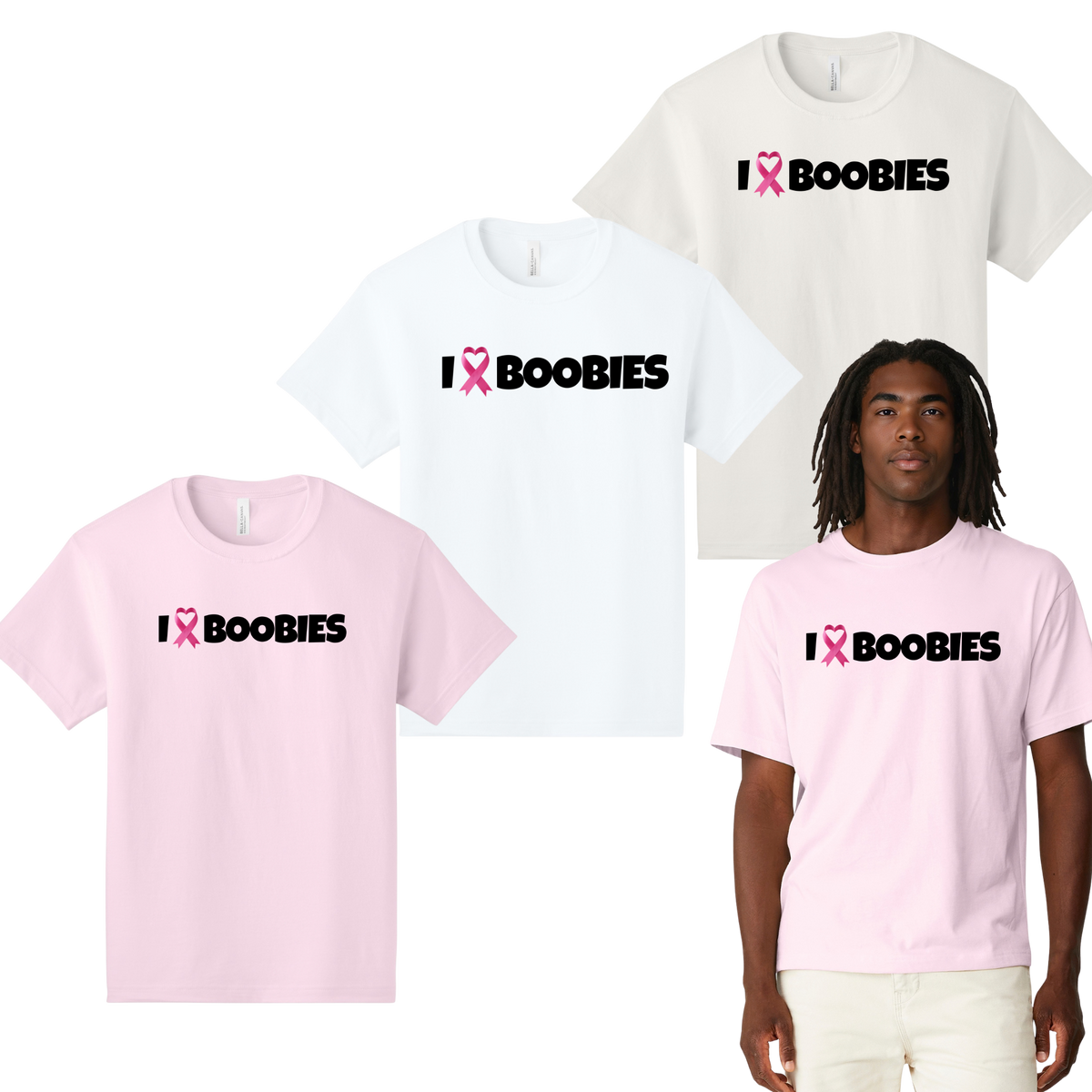 I Heart Boobies unisex 6-ounce heavyweight tee collage