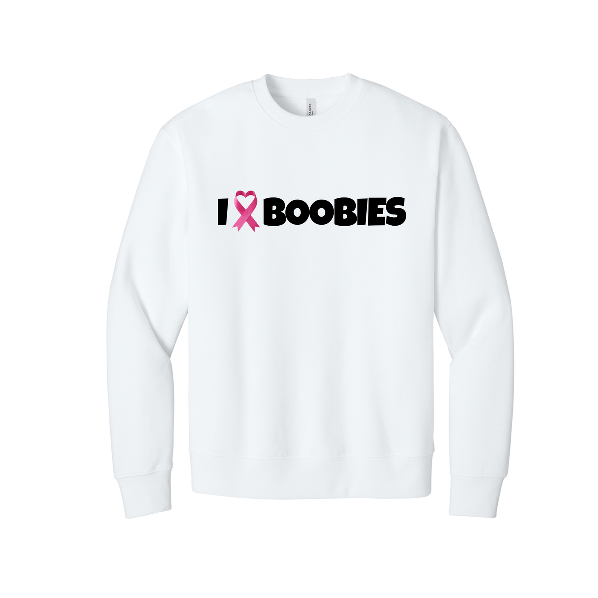 I Heart Boobies Unisex 10-Ounce Heavyweight Crewneck Sweatshirt - White