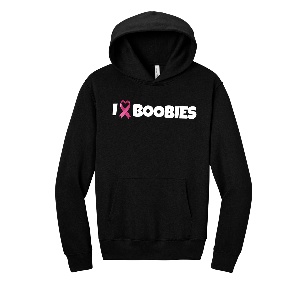 I Heart Boobies Unisex 10-Ounce Heavyweight Pullover Hoodie - Black