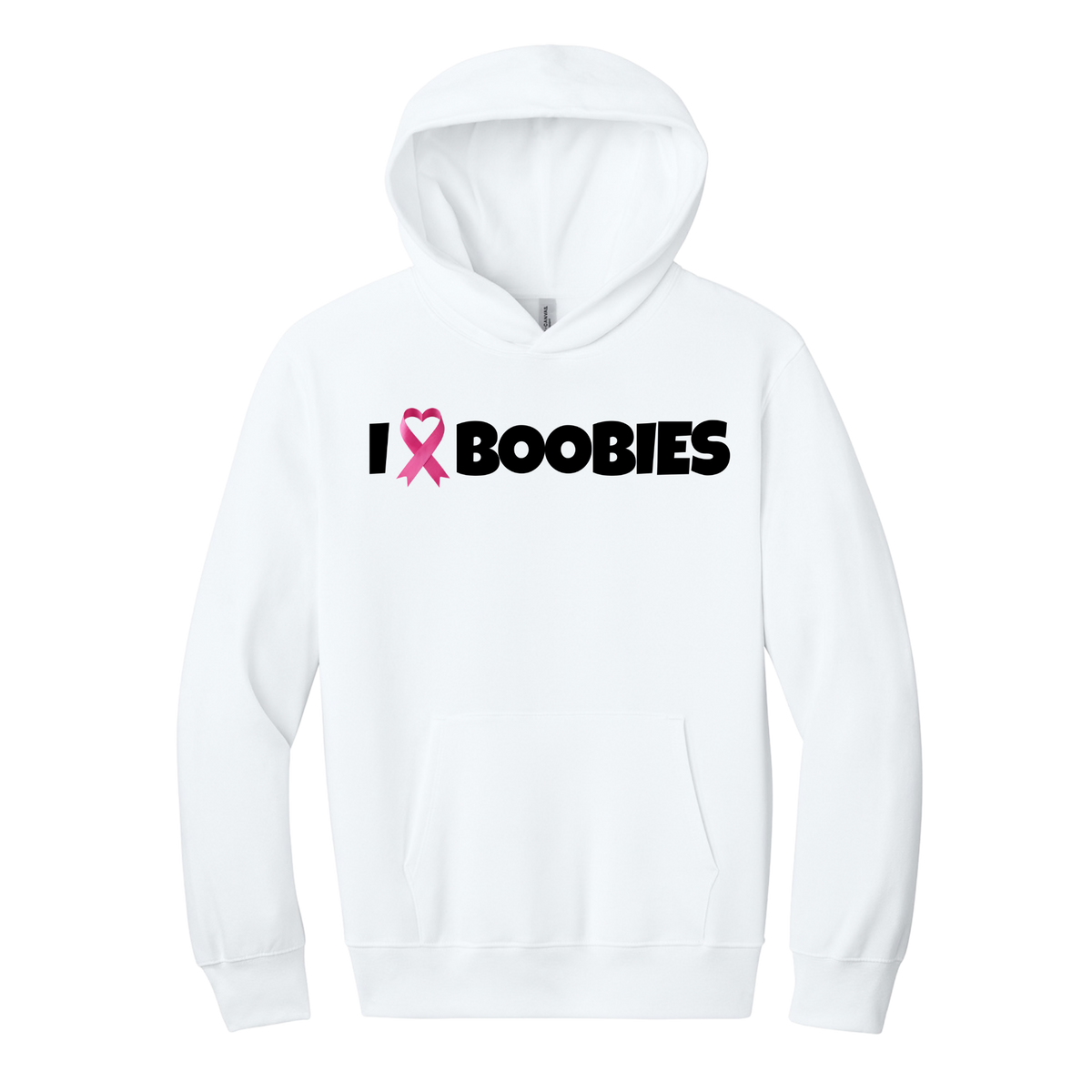 I Heart Boobies Unisex 10-Ounce Heavyweight Pullover Hoodie - White