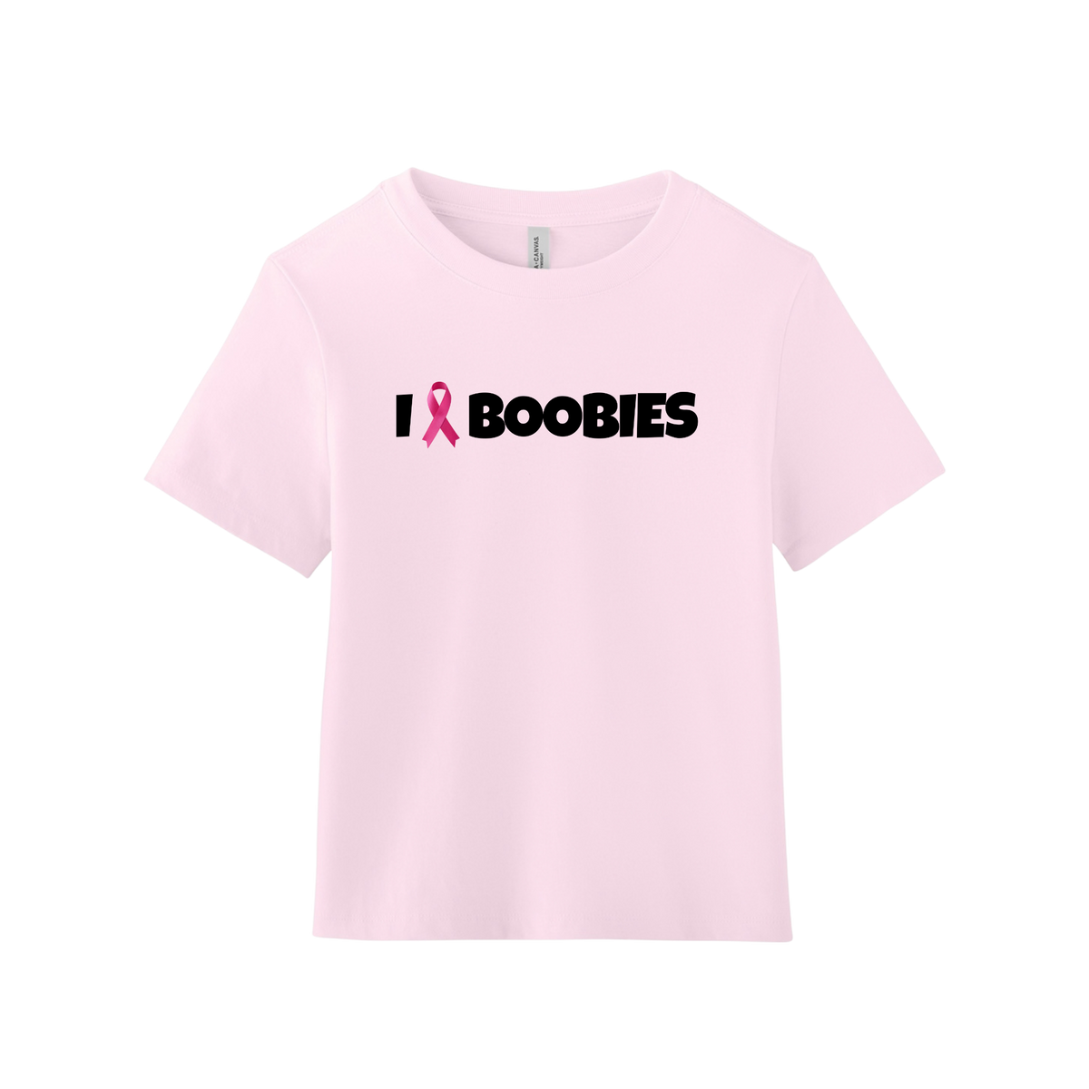I Heart Boobies women's 6-ounce heavyweight tee - Pink