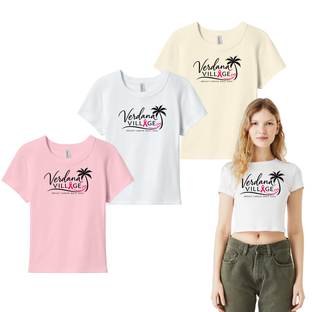 Verdana Village Breast Cancer Walk — Women's Micro Rib Baby Tee