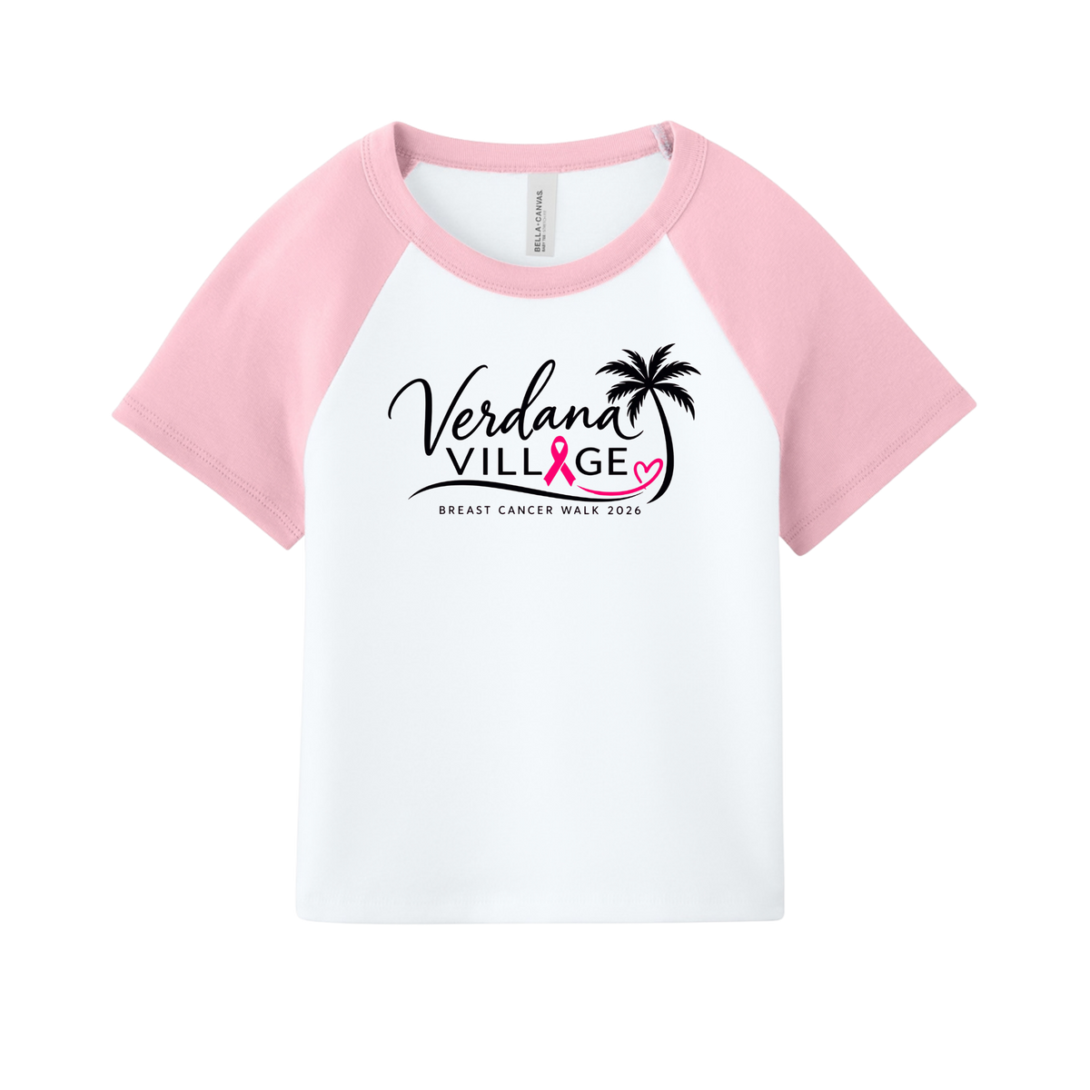 Verdana Village Breast Cancer Walk — Women's Micro Rib Raglan Baby Tee