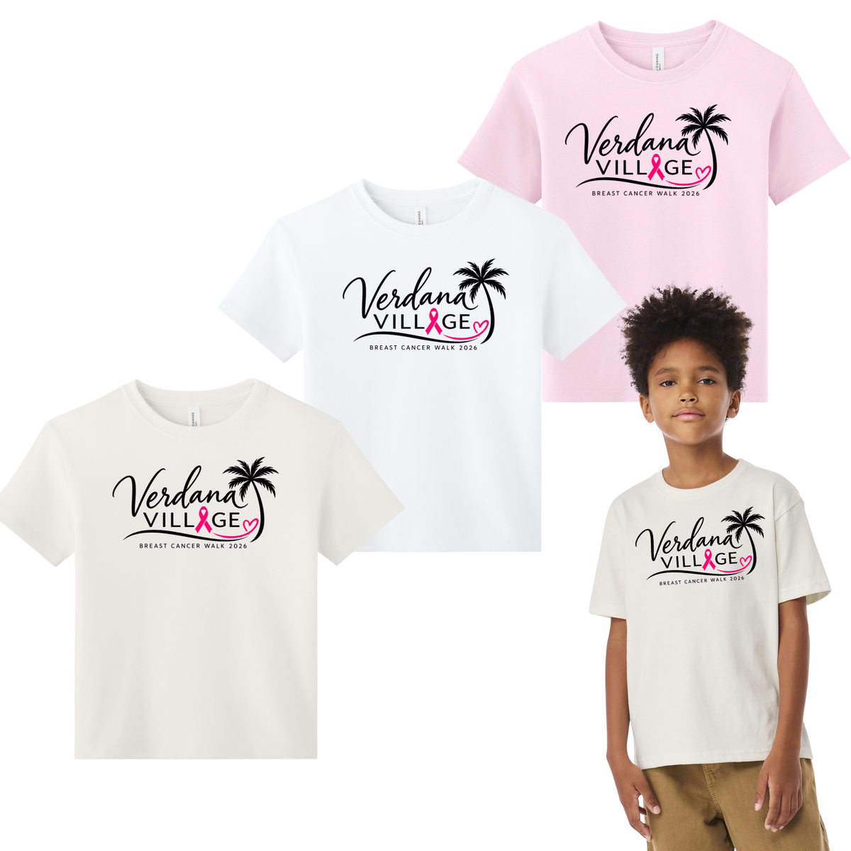 Verdana Village Breast Cancer Walk — Youth 6-Ounce Heavyweight Tee