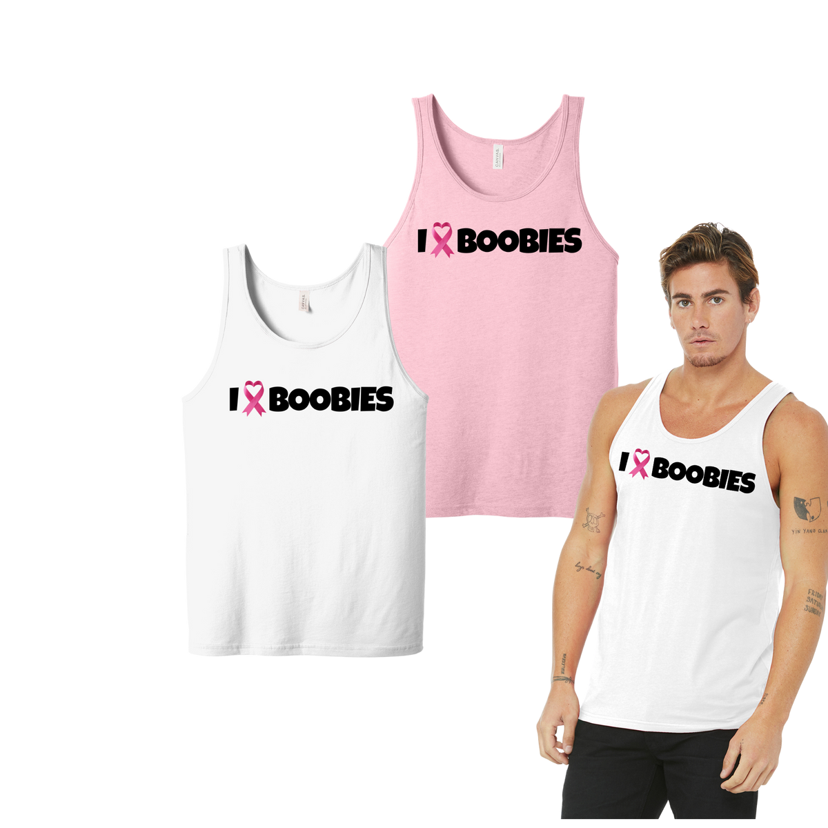 I Heart Boobies tank - Pink, White