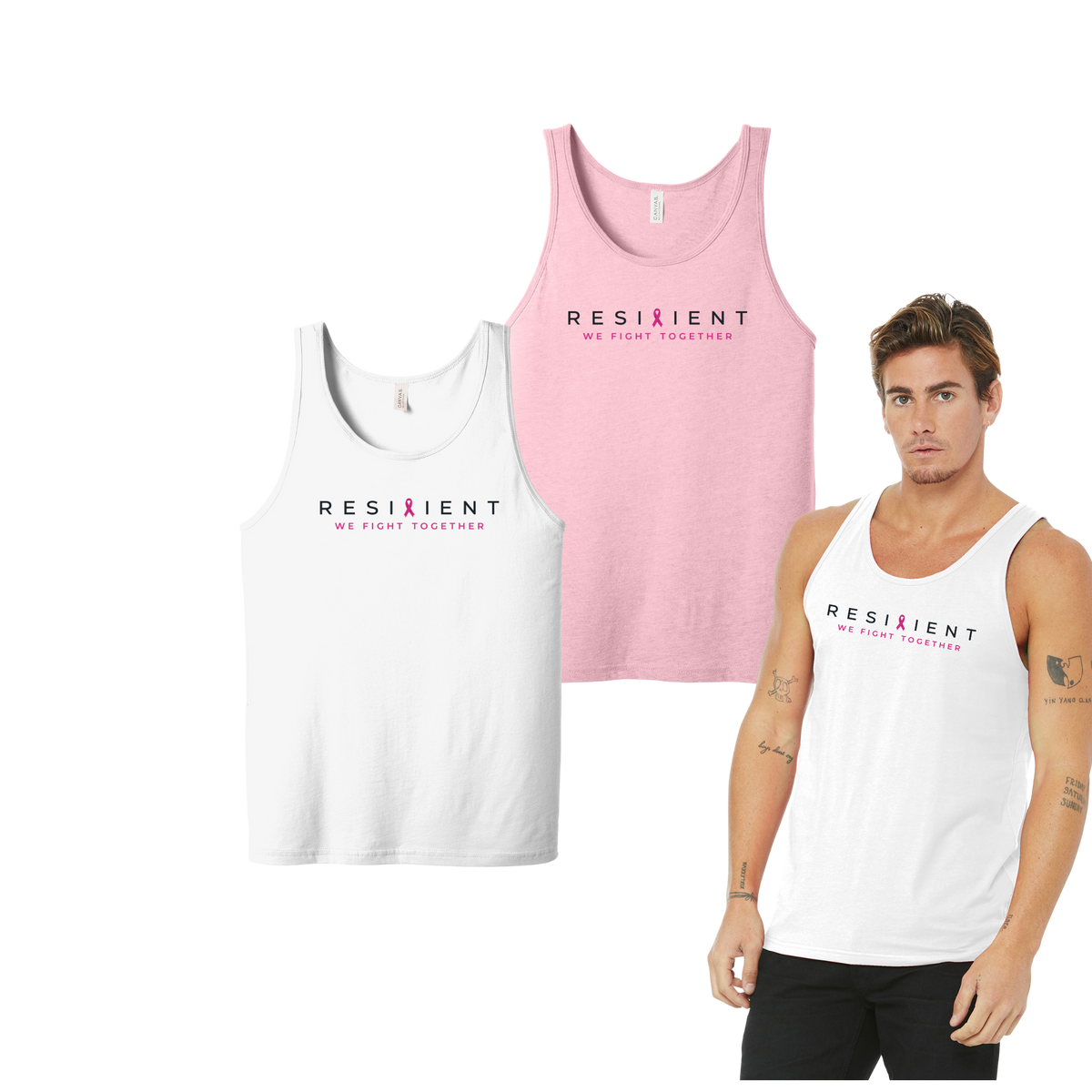 We Fight Together tank - Pink, White