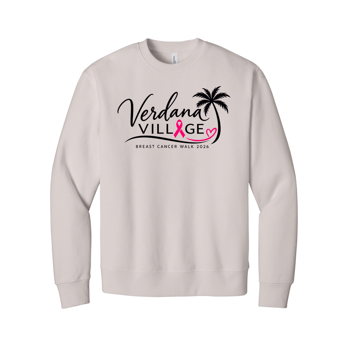 Verdana Village Breast Cancer Walk — Unisex 10-Ounce Heavyweight Crewneck Sweatshirt
