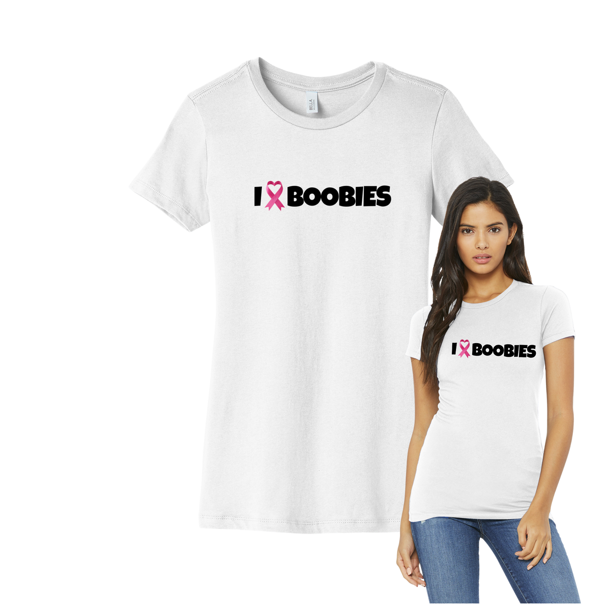I Heart Boobies women's tee collage