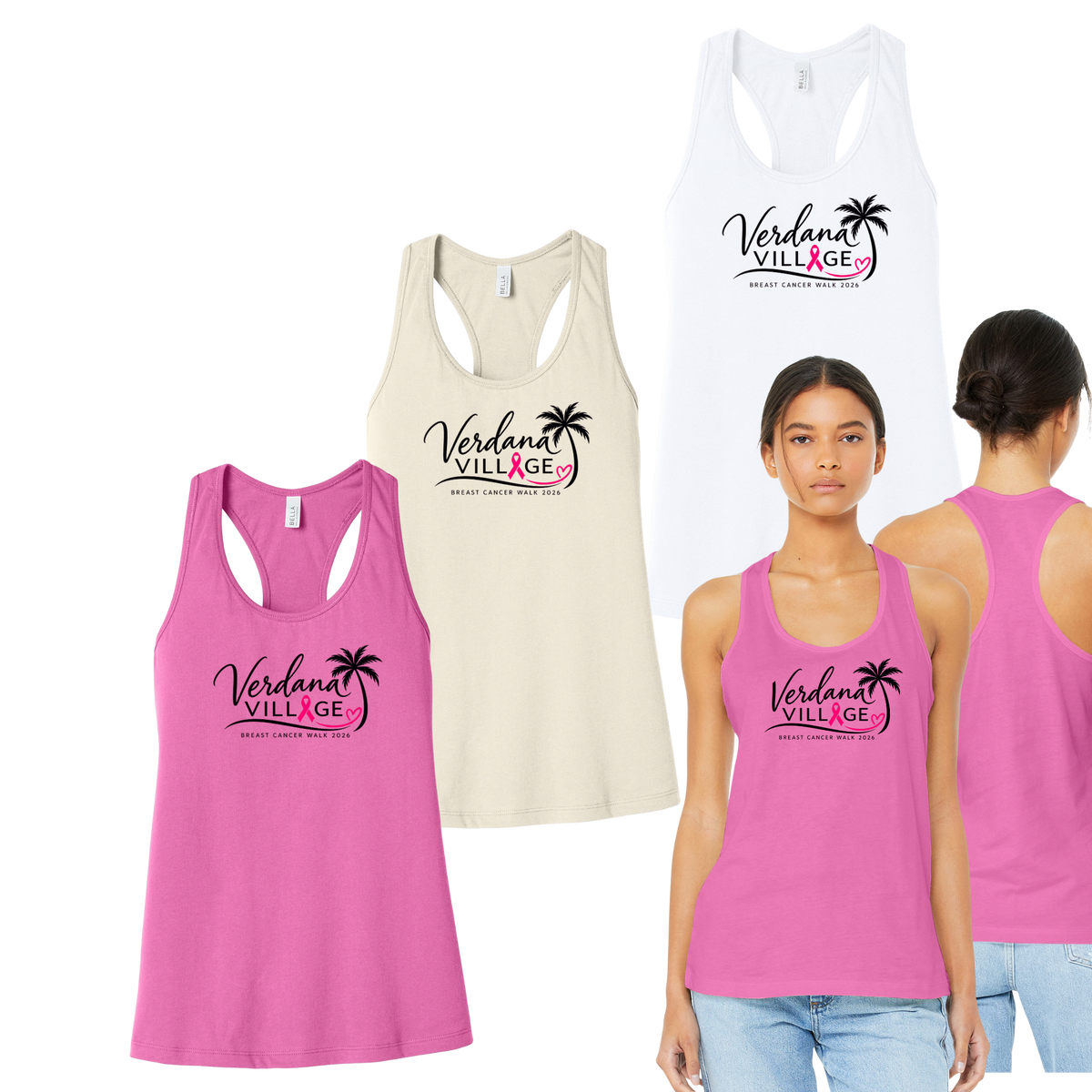 Verdana Village Breast Cancer Walk — Women's Jersey Racerback Tank