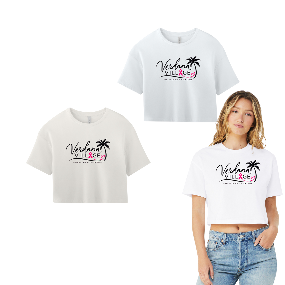 Verdana Village Breast Cancer Walk — Women's Jersey Crop Tee