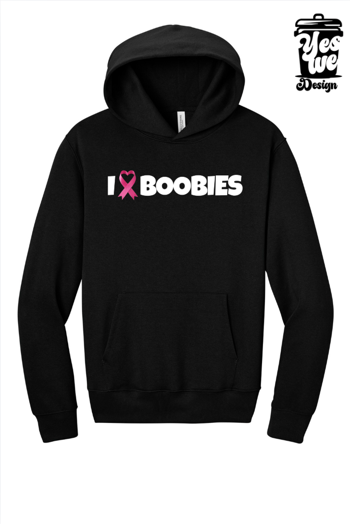BCA Sponge Fleece Cropped Hoodie – Black – I ♥ BOOBIES