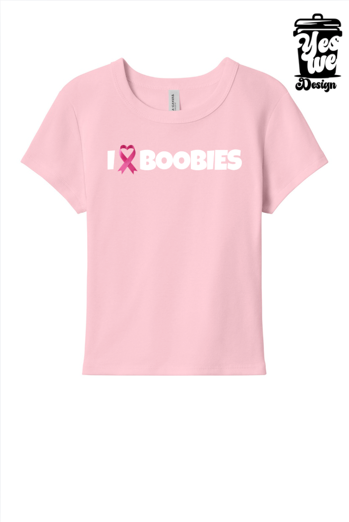 BCA Youth Heavyweight Tee – Pink – I ♥ BOOBIES
