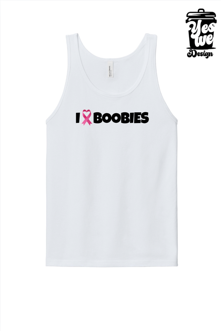 BCA Heather CVC Tank – White – I ♥ BOOBIES