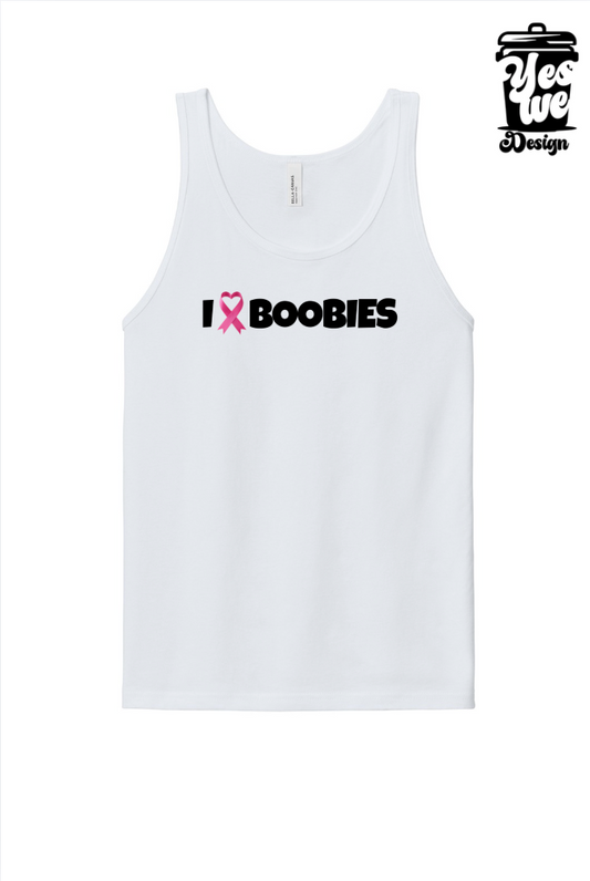 BCA Heather CVC Tank – White – I ♥ BOOBIES