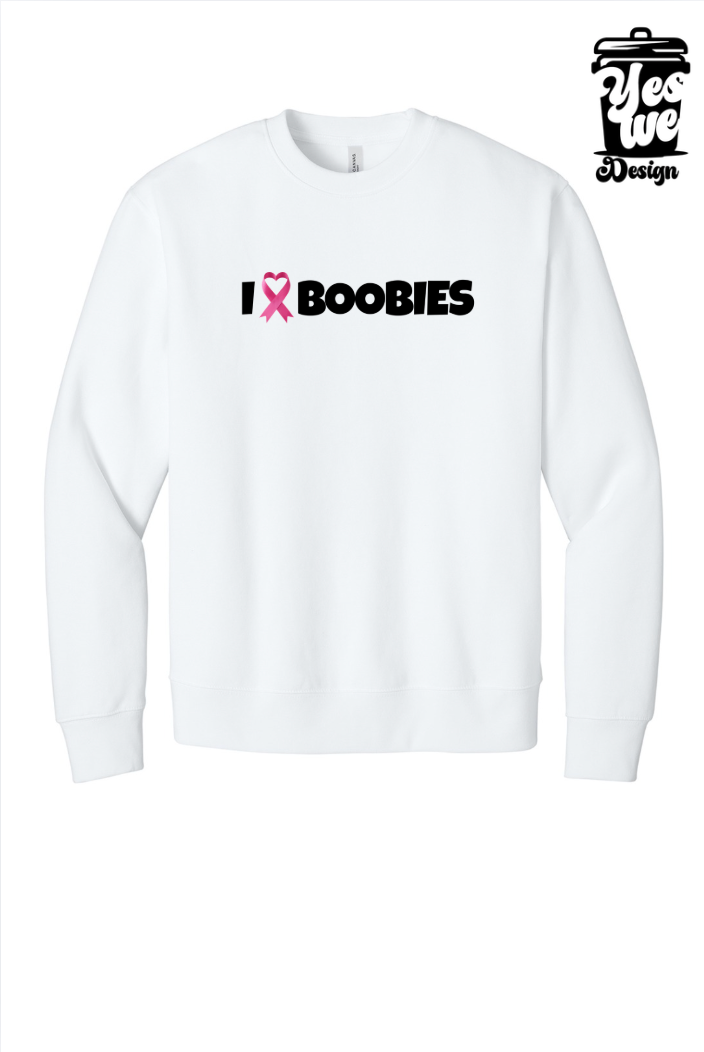 BCA Heavyweight Crewneck – White – I ♥ BOOBIES