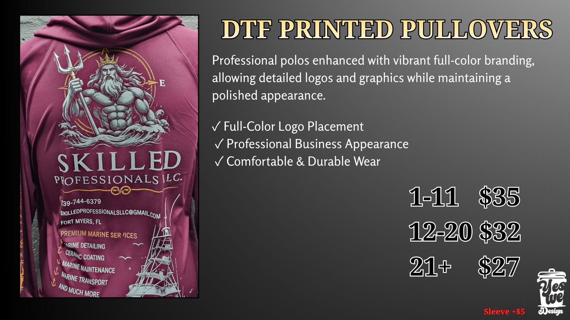 DTF printed hooded pullover